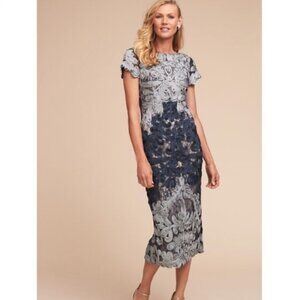 BHLDN x JS Collection Santiago Blue and Gray Applique Dress Size 16 Women's
